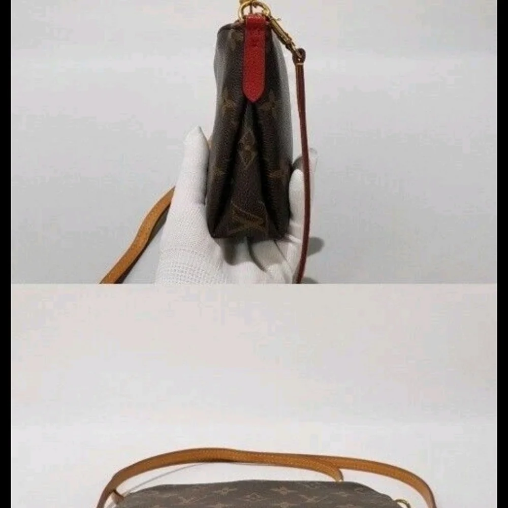 Dbl Authenticated Louis Vuitton Brown and Red Crossbody Bag Clutch